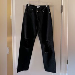 Princess Polly Black denim jeans with crossover detailed button up fly. 8 NWOT